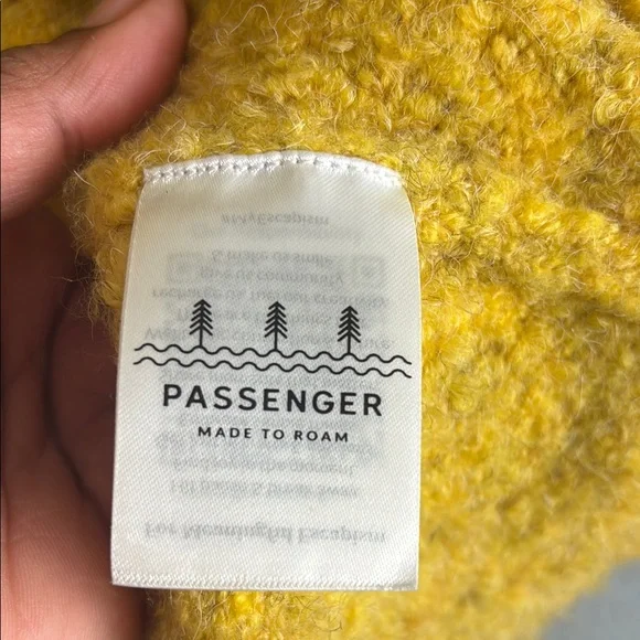 Mustard Yellow Open-Front Knit Cardigan Wool Blend Stretch - Picture 5 of 7